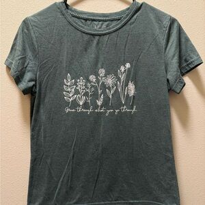 SHEIN Teal Floral Graphic Tee